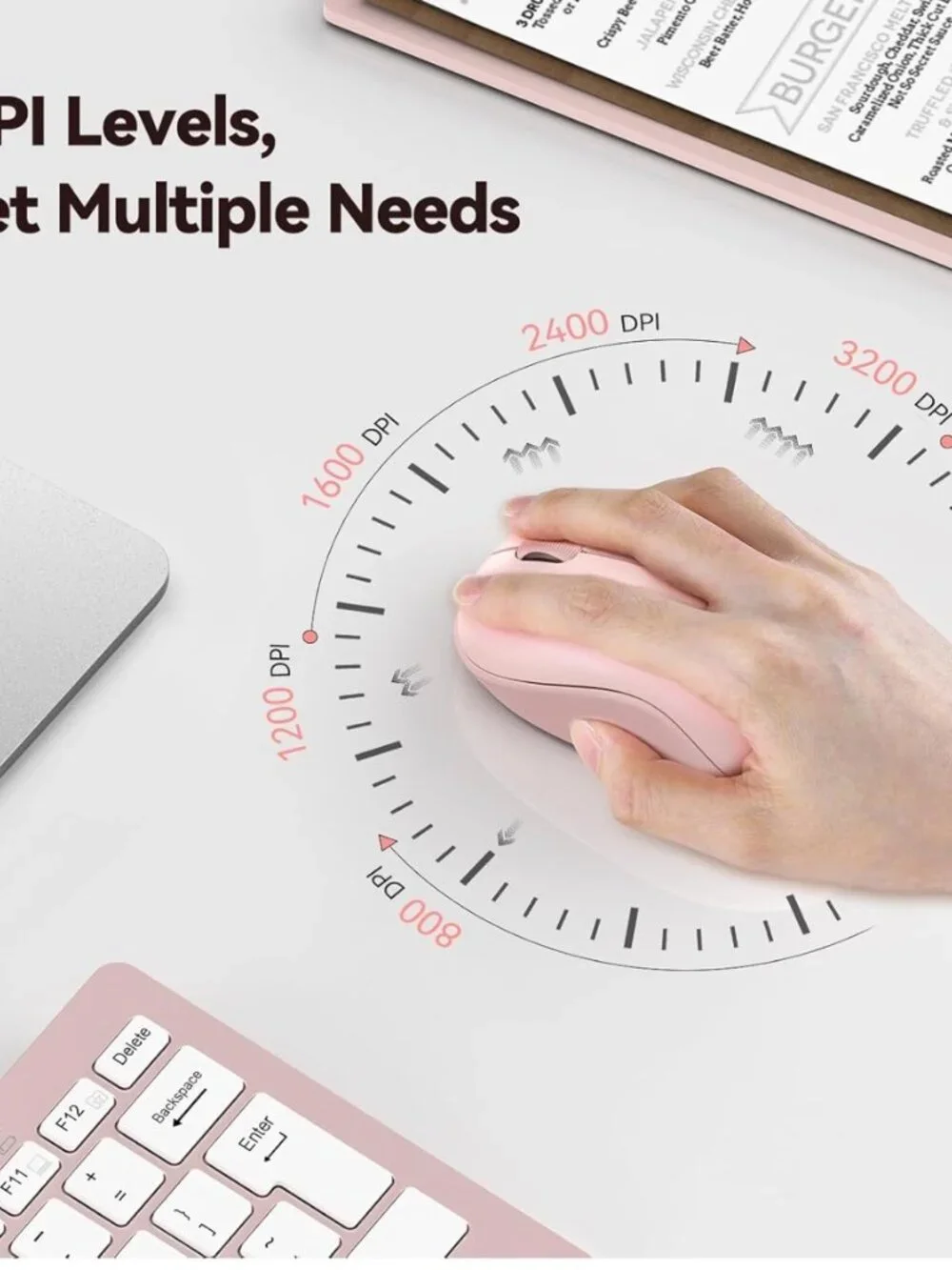TECKNET Pink Silent Wireless Mouse for Laptop 2.4G Portable EWM01233 NIB